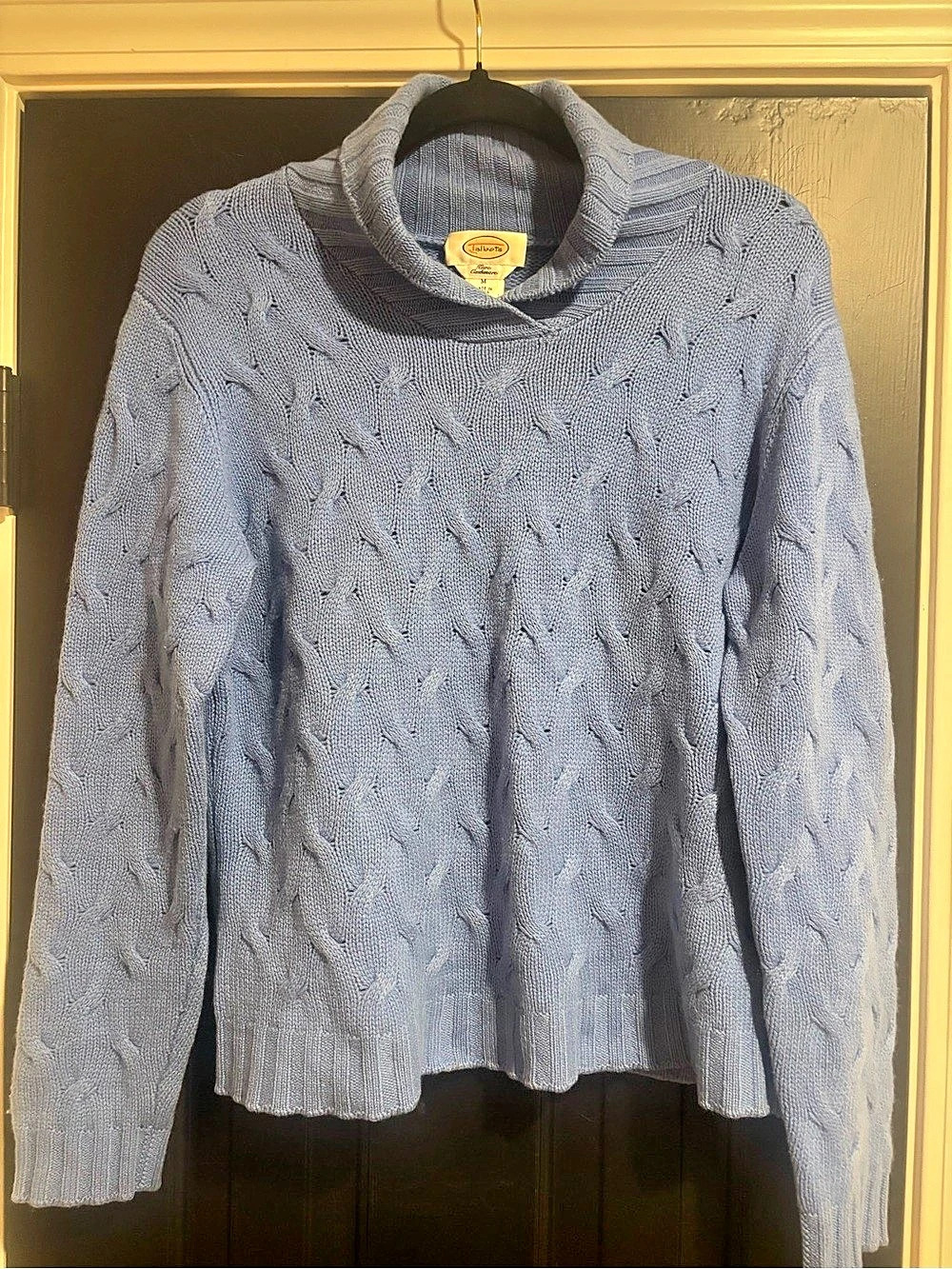 Talbots 100% Cashmere Cable Knit Turtleneck in Blue Like New